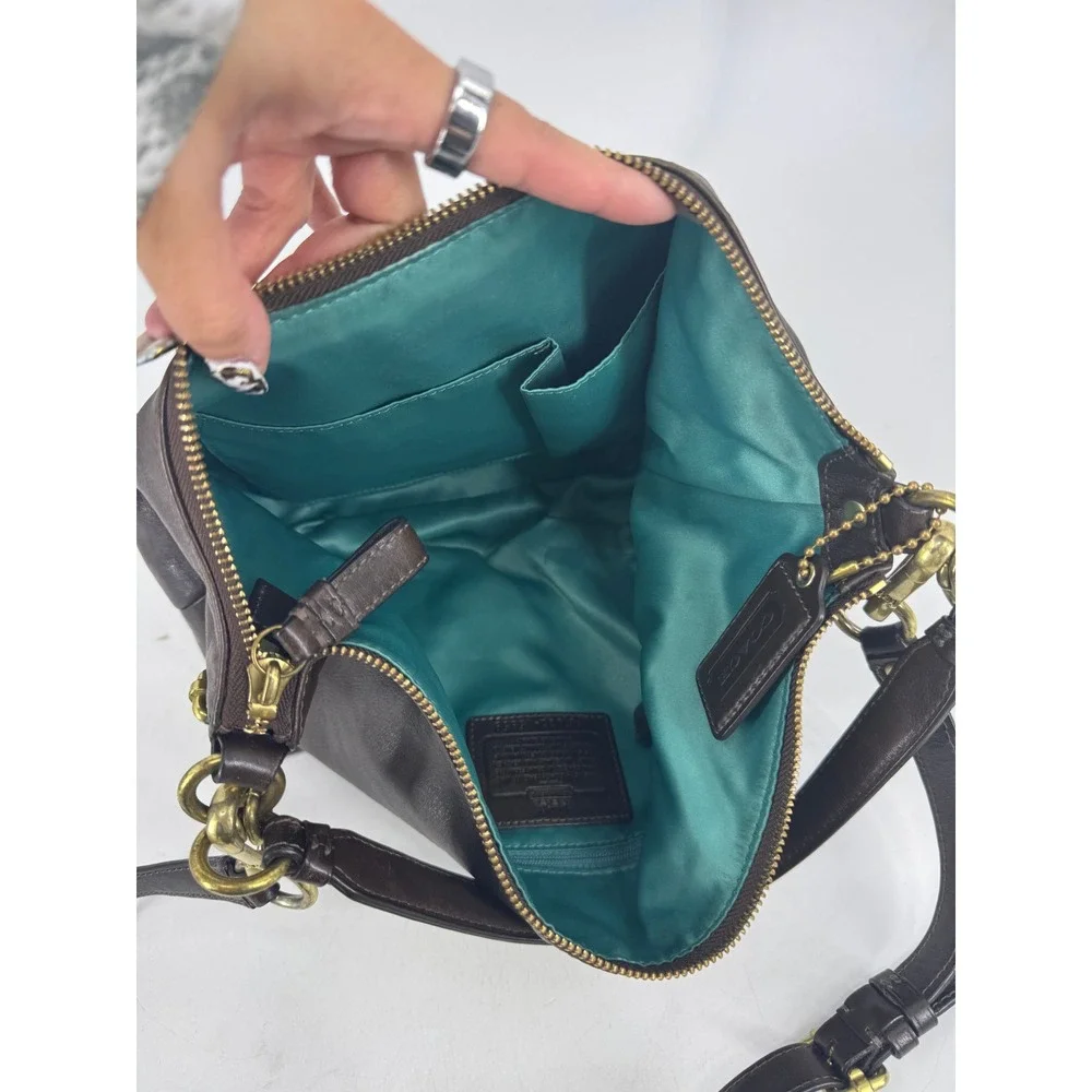 Coach Madison Sophia Mahogany Brown Leather Hobo Bag 15959 Brass Hardware - Picture 3 of 4